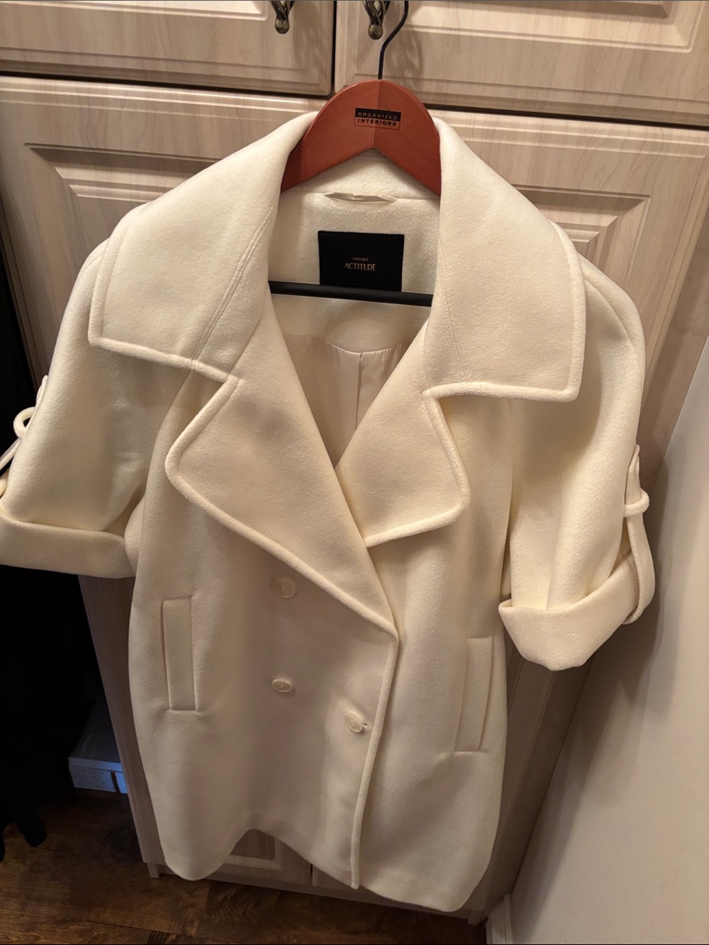 Cream Double-Breasted Women's Coat